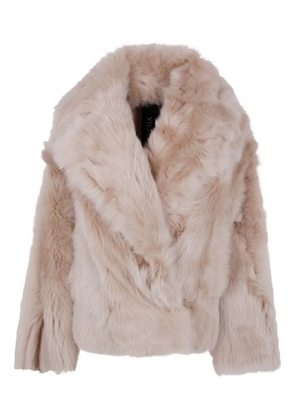 Blancha wide-lapel shearling jacket - Neutrals