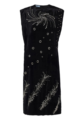 Prada embroidered georgette sleeveless dress - Black