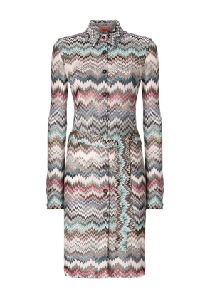 Missoni chevron-pattern belted midi shirt dress - Neutrals