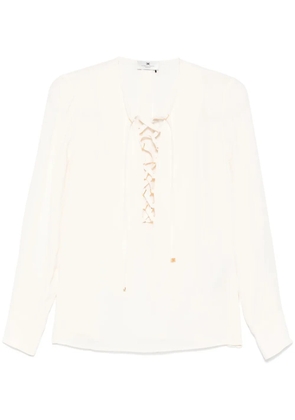 Elisabetta Franchi lace-up georgette blouse - Neutrals