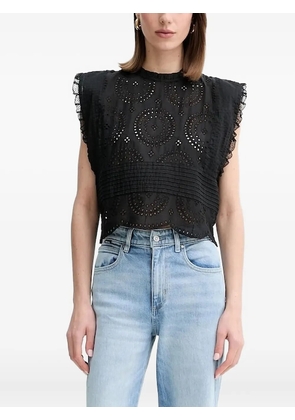 BOSS embroidery cotton blouse - Black