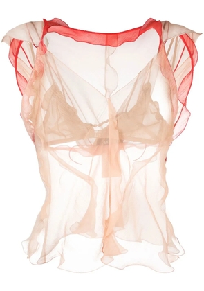 FENDI draped sheer tank top - Pink