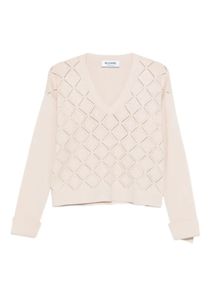 Blugirl openwork v-neck sweater - Neutrals