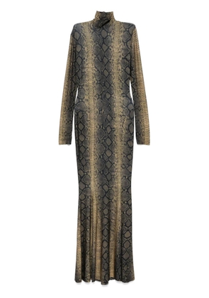 Norma Kamali snakeskin-print maxi dress - Green