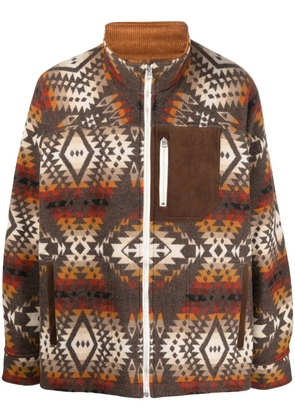 Junya Watanabe MAN abstract-print wool jacket - Brown