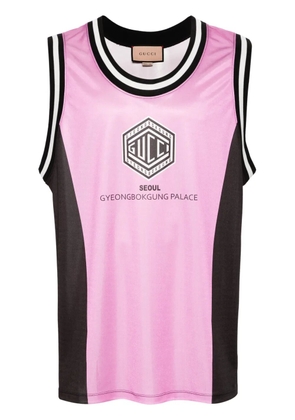 Gucci logo-print jersey tank top - Pink