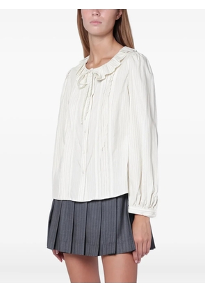 DUNST ruffled striped blouse - White