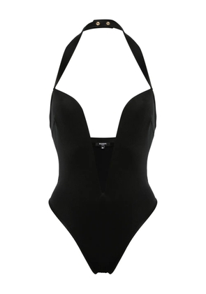 Balmain plunging halterneck swimsuit - Black