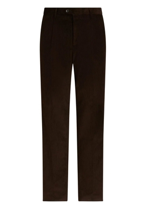 ETRO floral-stripe corduroy trousers - Brown