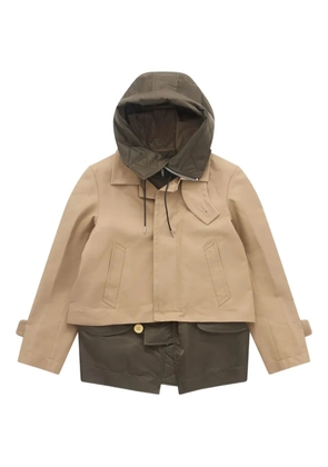 sacai quilted-collar jacket - Brown