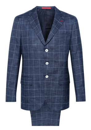 Isaia checked single-breasted suit - Blue