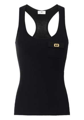 Elisabetta Franchi logo-plaque ribbed racerback tank top - Black