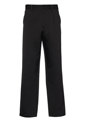 Prada cotton-silk straight-leg trousers - Black