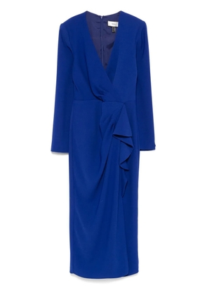 NISSA V-neck crepe midi dress - Blue