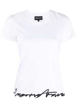 Emporio Armani logo-embroidered cotton T-shirt - White