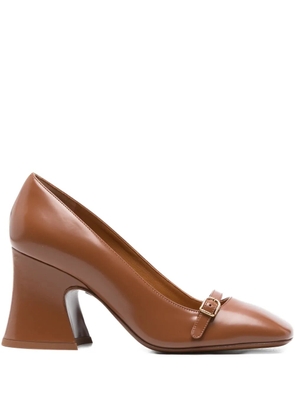 Chloé 75mm Janis buckle-detail flared pumps - Brown
