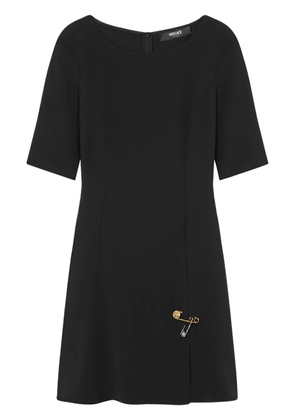 Versace Safety Pin flared satin mini dress - Black