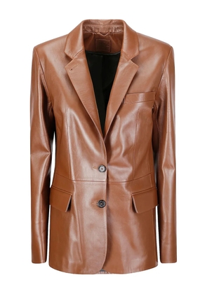 Desa 1972 leather flap-pocket blazer - Brown