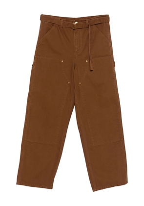 sacai belted cotton pants - Brown