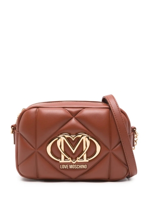 Love Moschino quilted logo-plaque shoulder bag - Brown
