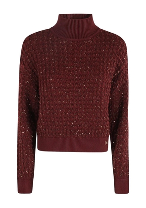 Elisabetta Franchi sequinned turtleneck sweater - Red
