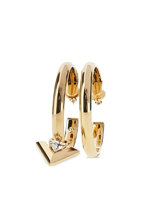 Valentino Garavani Je Les V-logo metal and crystal hoop earrings - Gold