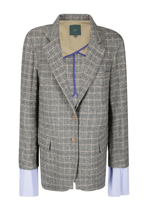 Jejia Birkin check-pattern double-cuff blazer - Grey