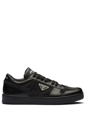 Prada crystal-embellished leather sneakers - Black