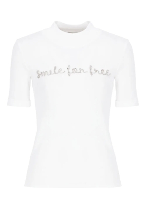 PANICALE embroidered sequin-embellished t-shirt - White