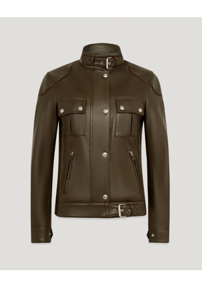 Belstaff Gangster Jacket Women's Matt Nappa Faded Olive Size UK 6