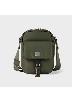 Paul Smith Khaki Recycled Nylon 'Signature Stripe' Small Flight Bag Green