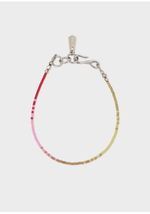 Paul Smith Khaki and Pink Beaded Bracelet Multicolour