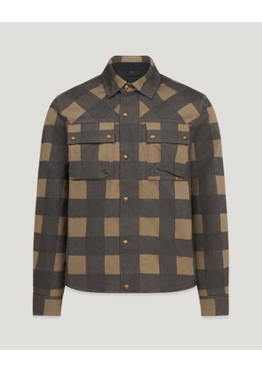 Belstaff Mansion Motorcycle Overshirt Men's Cotton Mix Belstaff Olive / Black Size 3XL