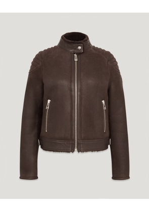 Belstaff Shearling Mollison Jacket Women's Merino Shearling Dark Brown Size XS