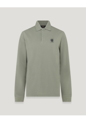 Belstaff Long Sleeved Polo Men's Cotton Pique Sage Green Size 3XL