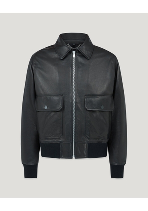 Belstaff Pilot Jacket Men's Lamb Leather Black Size XL