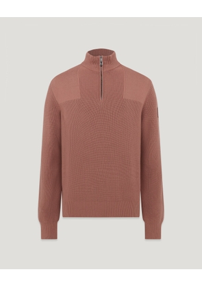 Belstaff Commander Quarter Zip Jumper Men's Organic Cotton Cedar Wood Size M