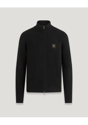 Belstaff Watch Zip Cardigan Men's Lambswool Black Size 2XL