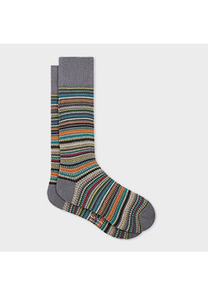 Paul Smith Grey 'Signature Stripe' Cotton-Blend Pique Socks