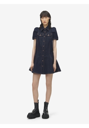 ALEXANDER MCQUEEN - Pinched Shoulder Denim Mini Dress - Item 847963QMADZ4098