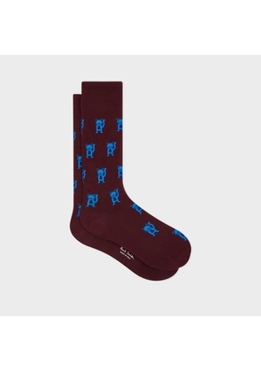 Paul Smith Burgundy 'Cat' Socks Red