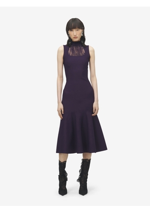 ALEXANDER MCQUEEN - Lace Panel Midi Dress - Item 848832Q1BE65144