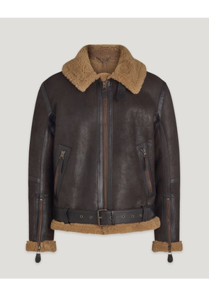 Belstaff Wilder Jacket Men's Aviator Shearling Ebony/dark Sandstone Size UK 34