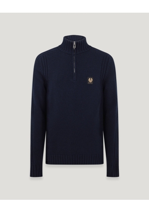 Belstaff Watch Quarter Zip Jumper Men's Lambswool Dark Ink Size 3XL