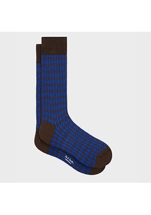 Paul Smith Blue Houndstooth Socks Brown