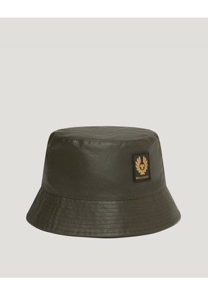 Belstaff Bucket Hat Unisex's Waxed Cotton Faded Olive Size M/L
