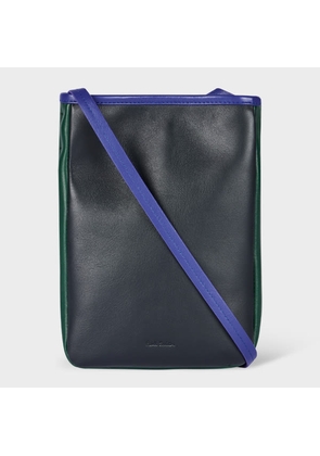 Paul Smith Navy Colour-Block Leather Pouch Bag Blue