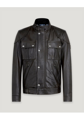 Belstaff Gangster Jacket Men's Hand Waxed Leather Black Size UK 36