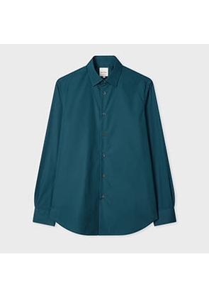 Paul Smith Tailored-Fit Dark Teal Cotton-Poplin Shirt Blue