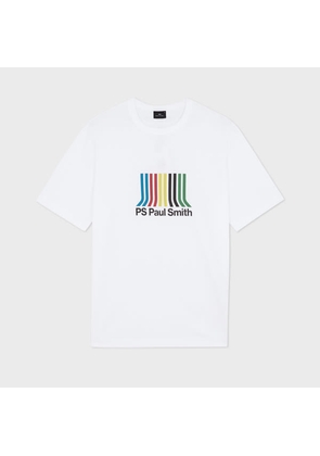 PS Paul Smith White PS Stripe Print T-Shirt